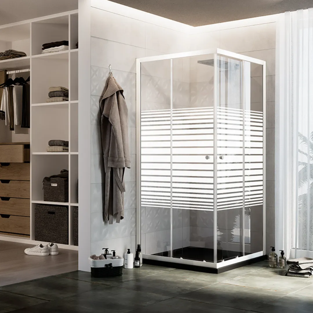 Box Doccia Squadrato Con Apertura Angolare A 2 Ante Scorrevoli White - immagine 2