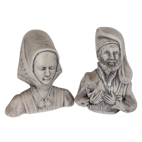 Coppia di busti sardi in ceramica Massidda