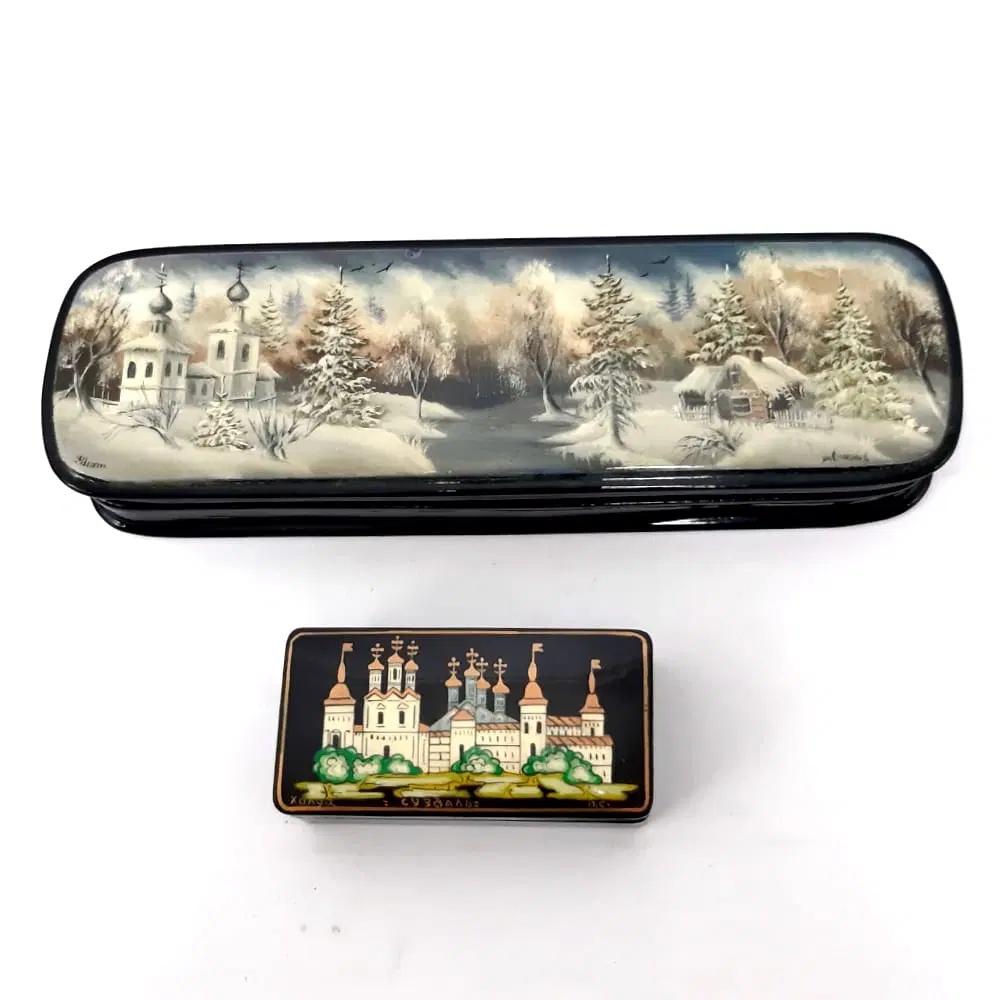 Scatole in lacca in stile di Palekh