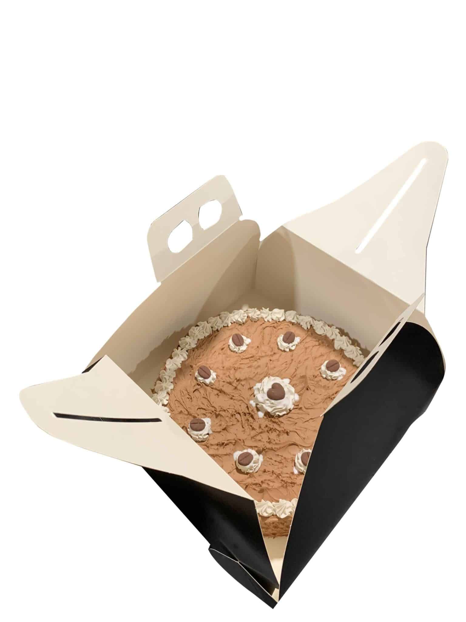 Scatola per torta rotondo in cartone nero con maniglia | Porta torta per pasticcini e biscotti | Confezione da 25 pezzi - immagine 2