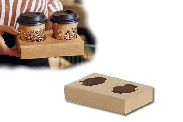 Porta bicchieri asporto cappuccino – Contenitore porta bicchiere – Porta caffè take away 2 fori (Set da 25 pezzi) - immagine 2