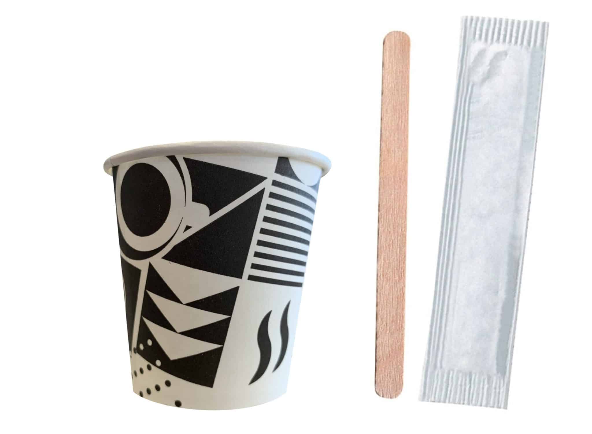 Bicchieri BIO in Cartoncino con Palettina in Legno – 70 ml e 120 ml (Confezione da 50 pz) - immagine 3