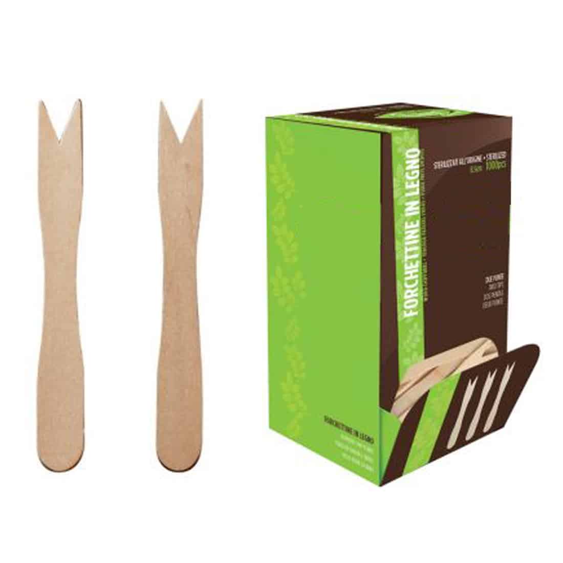 Forchettine in legno di betulla biodegradabili – Confezione da 1000 pezzi - immagine 3