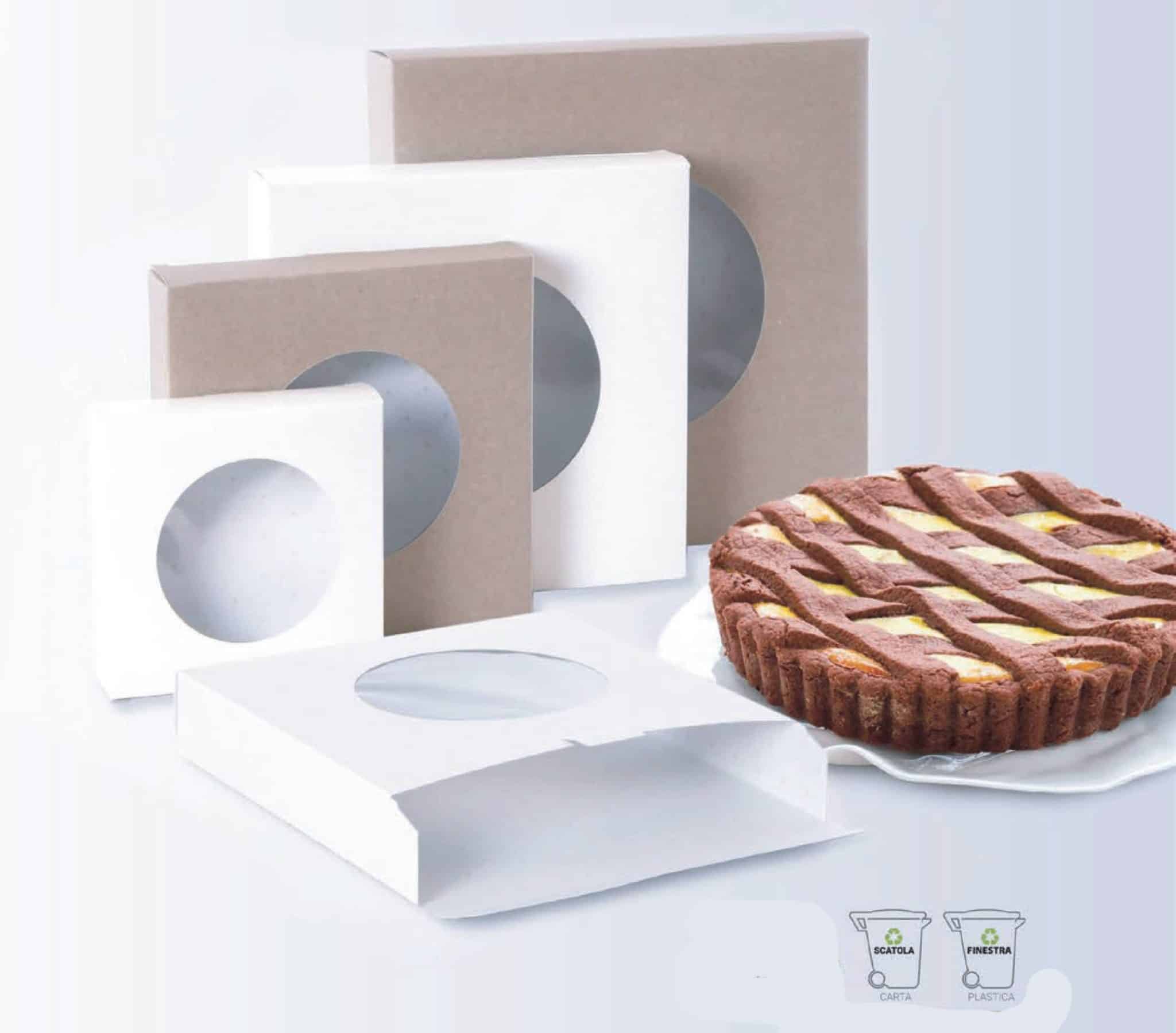 Scatole per torte finestrata 21×21 cm e 25×25 cm | Scatole per dolci pasticceria con finestra | Scatole porta crostate e pastiere – Confezione da 25 pezzi - immagine 9