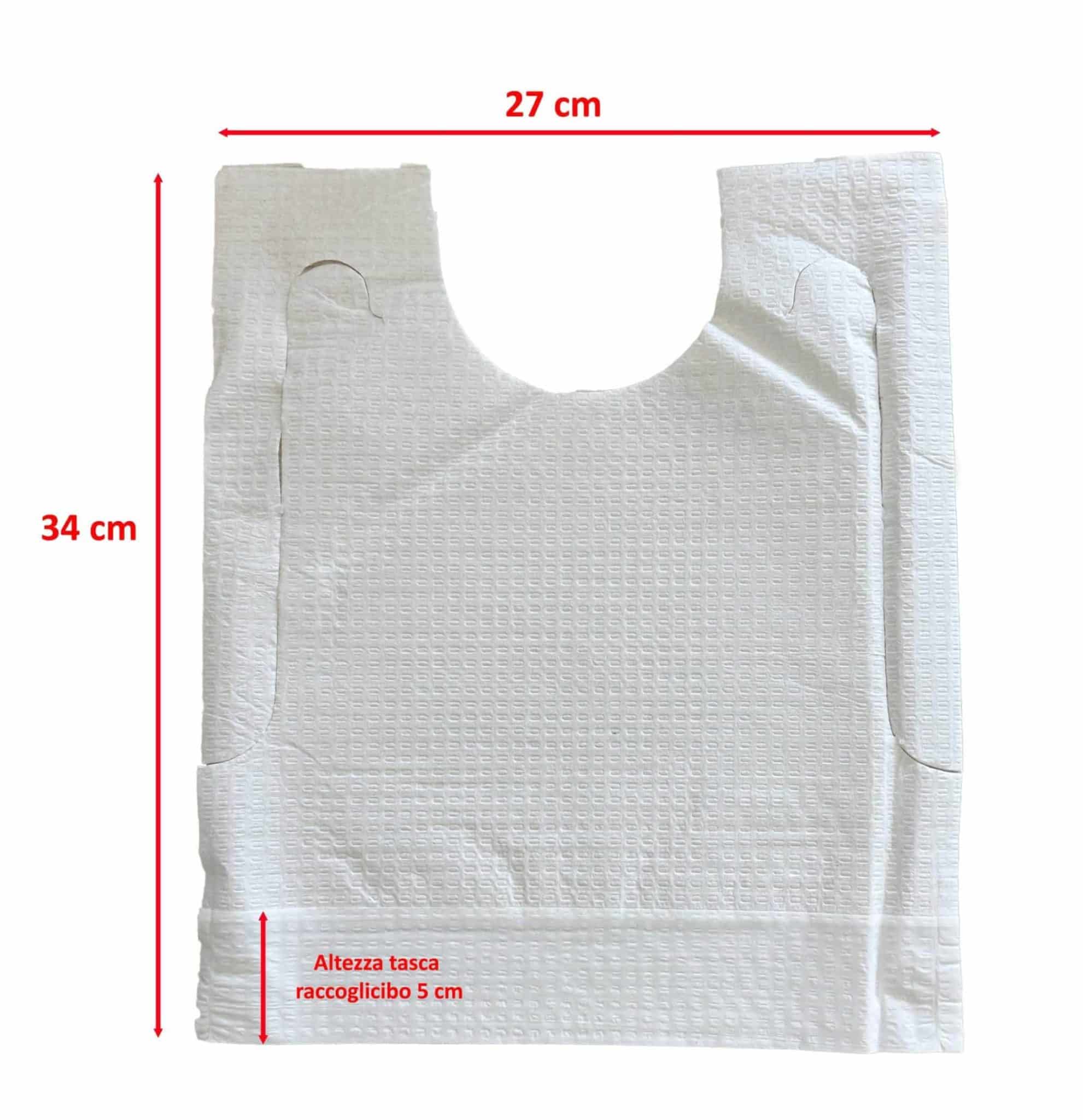 Bavaglini usa e getta bambini 27×34 cm: Bavette pappa svezzamento con tasca raccogli briciole – Set da 100 pezzi impermeabili - immagine 2