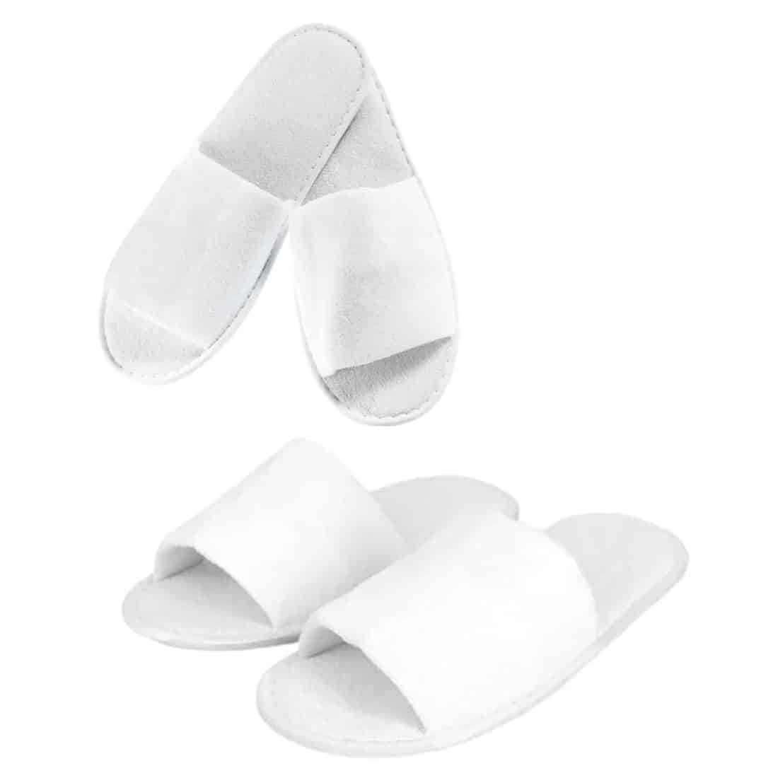 Pantofole ospiti aperte in spugna, Ciabatte monouso taglia unica, Ciabatte usa e getta con suola in gomma antiscivolo 5 paia - immagine 4