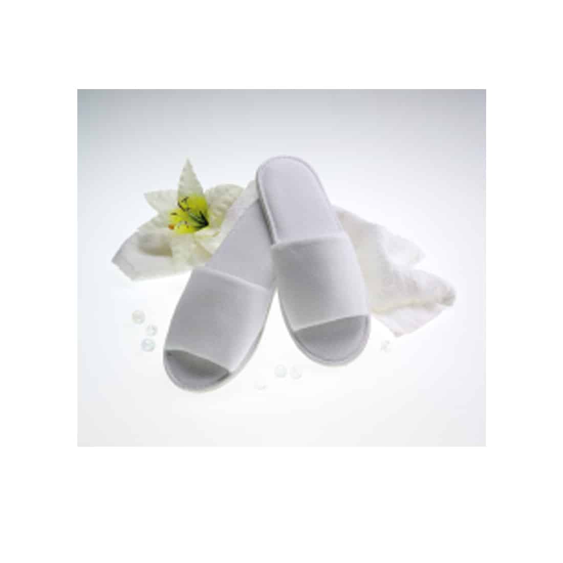 Pantofole ospiti aperte in spugna, Ciabatte monouso taglia unica, Ciabatte usa e getta con suola in gomma antiscivolo 5 paia - immagine 6