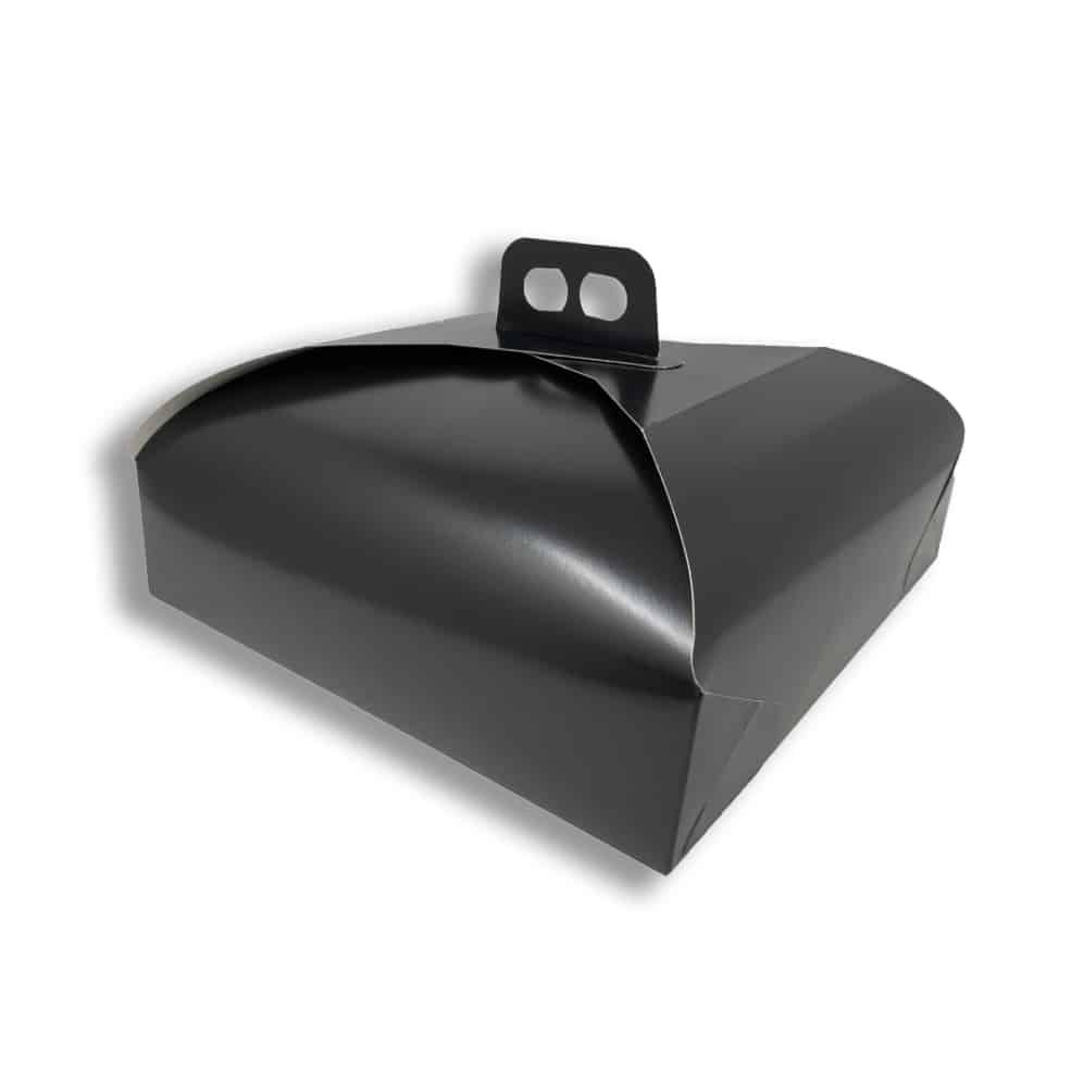 Scatola per torta rotondo in cartone nero con maniglia | Porta torta per pasticcini e biscotti | Confezione da 25 pezzi