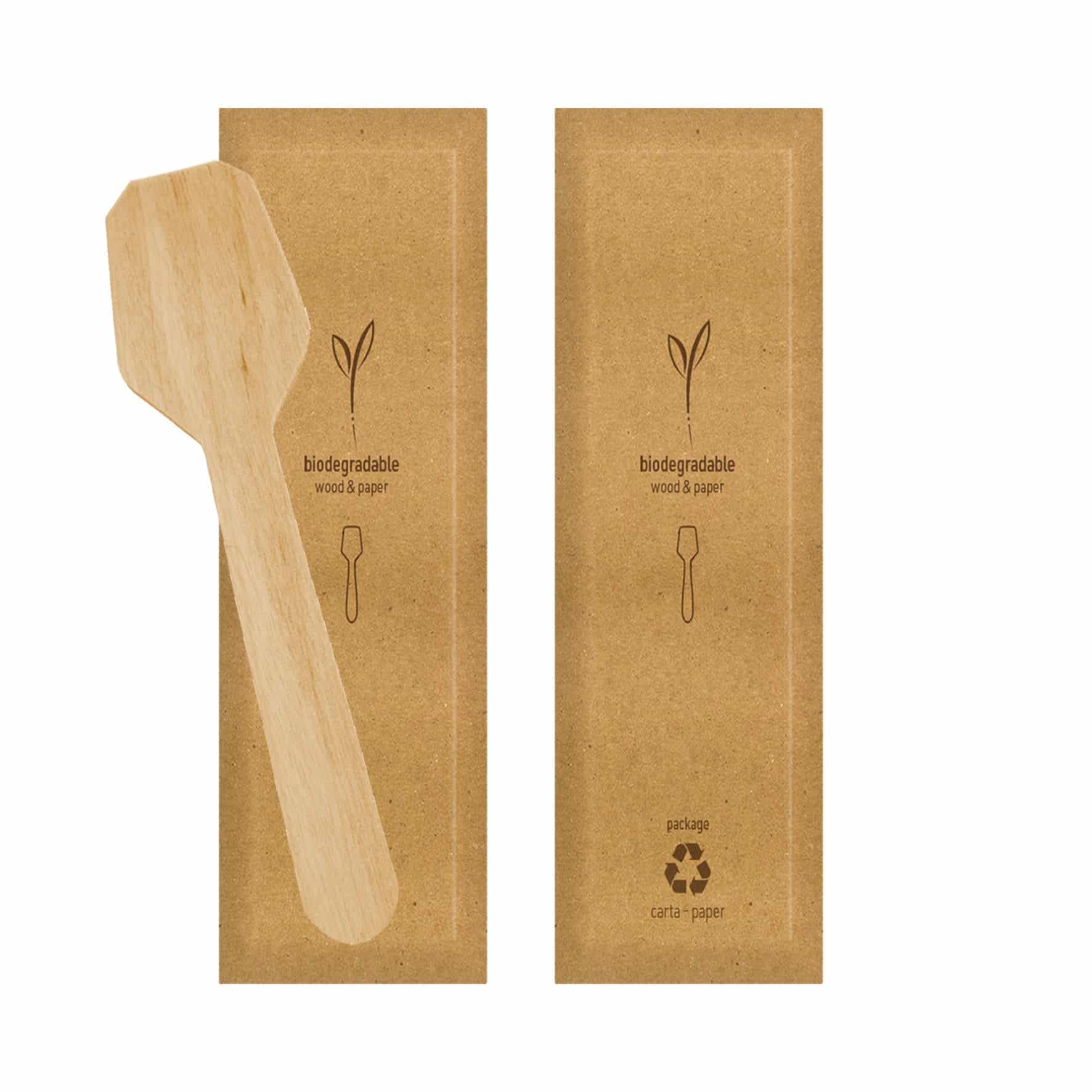 Cucchiaini palette gelato imbustate singolarmente per gelato e dolci in legno 100 pz - immagine 6