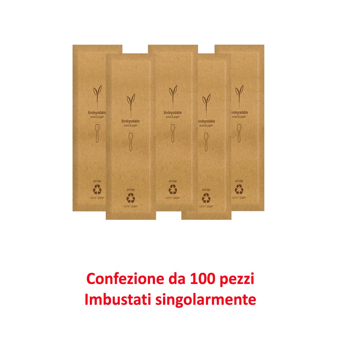 Cucchiaini palette gelato imbustate singolarmente per gelato e dolci in legno 100 pz - immagine 7