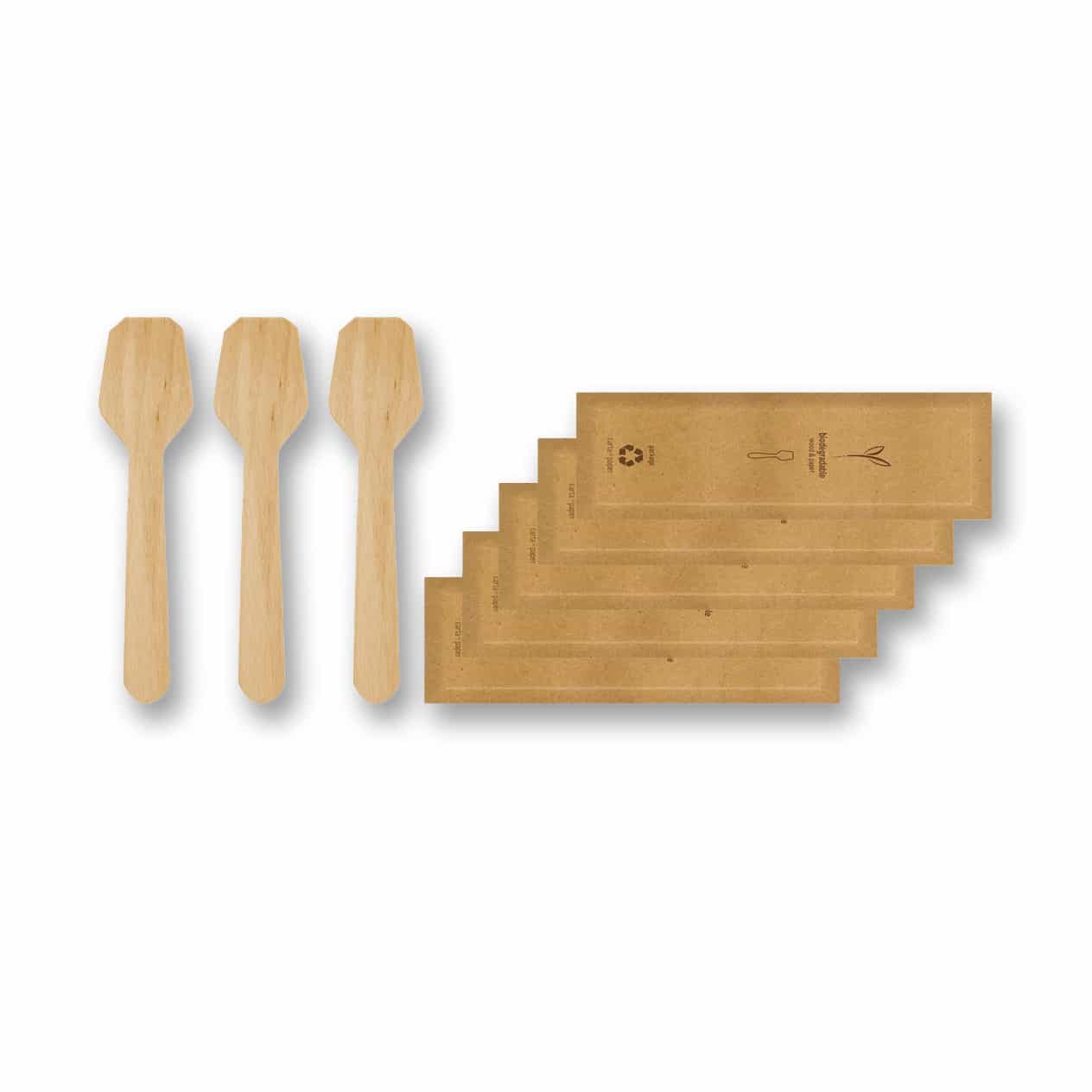 Cucchiaini palette gelato imbustate singolarmente per gelato e dolci in legno 100 pz