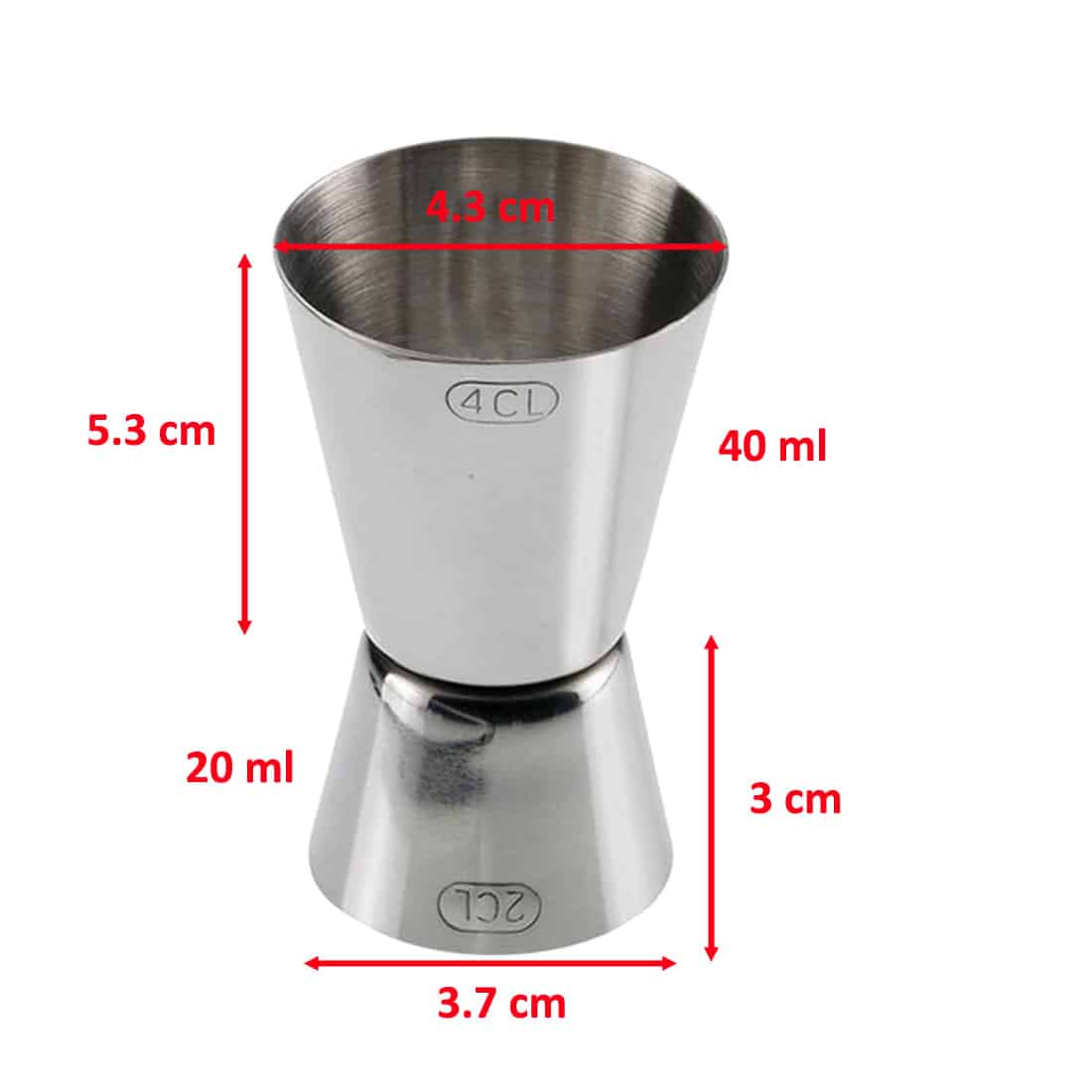 Misurino Cocktail Doppio 20/40ml in Acciaio Inox – Jigger Professionale - immagine 2
