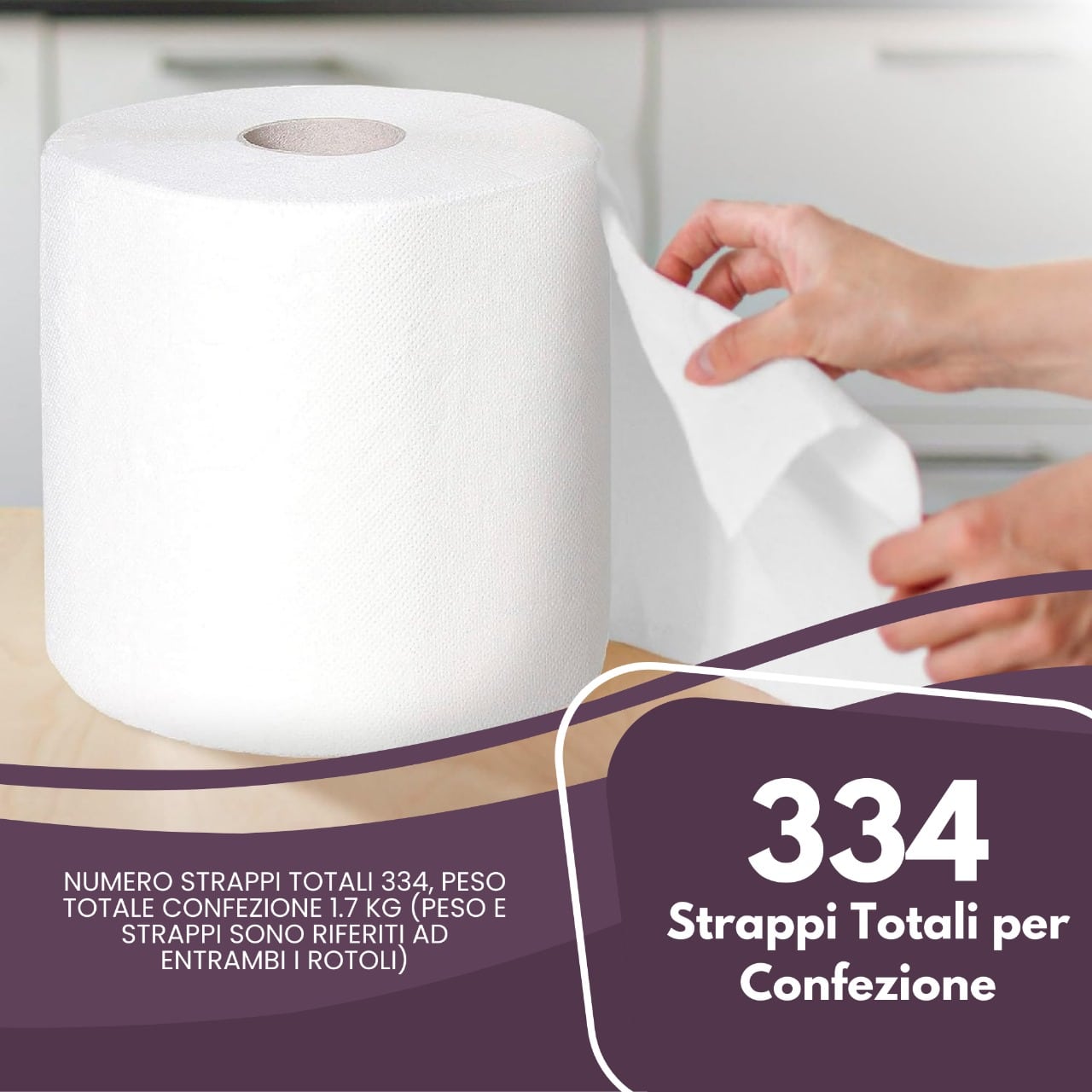 Rotoloni carta asciugatutto industriali in pura cellulosa 2 veli | Confezione da 2 bobine (668 strappi) - immagine 7