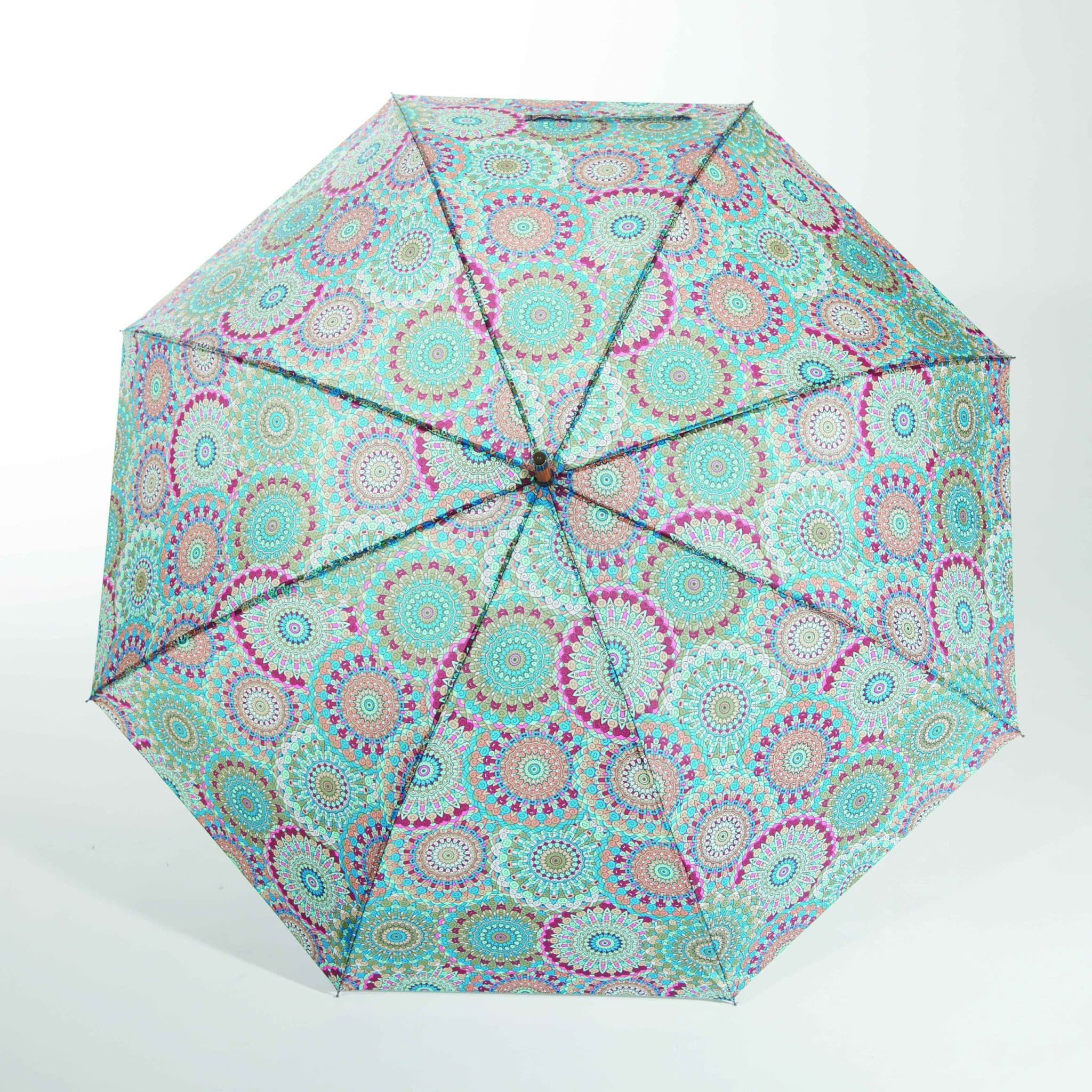 Ombrello grande stile “Mandala” con Apertura Automatica e Manico in Legno | 4 Colorazioni – H91 cm D112 cm - immagine 3