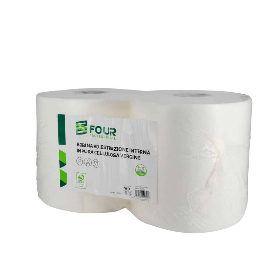 Rotoloni carta asciugatutto industriali in pura cellulosa 2 veli | Confezione da 2 bobine (668 strappi)