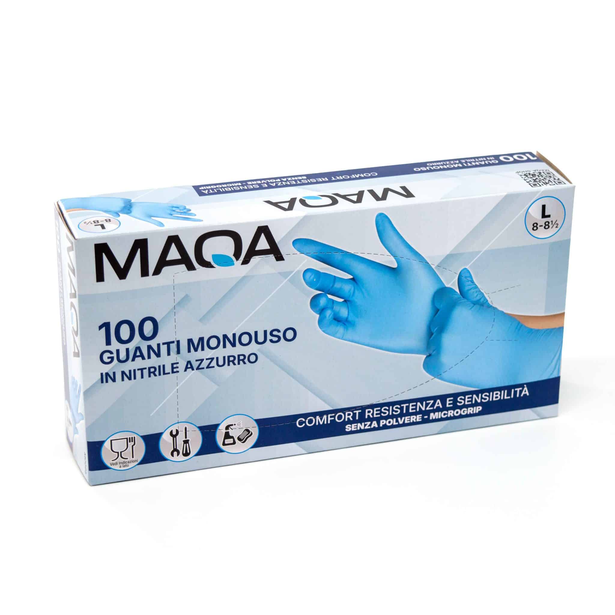 Guanti MAQA in nitrile colore Azzurro confezioni da 100pz - immagine 3
