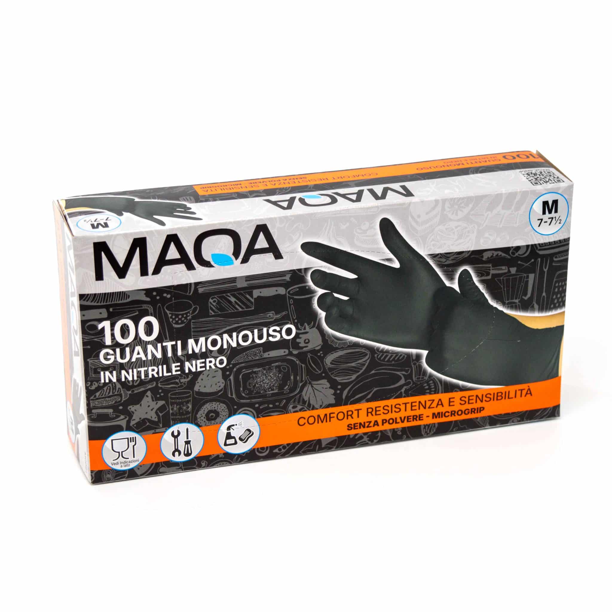Guanti MAQA in nitrile colore Nero confezioni da 100pz - immagine 3